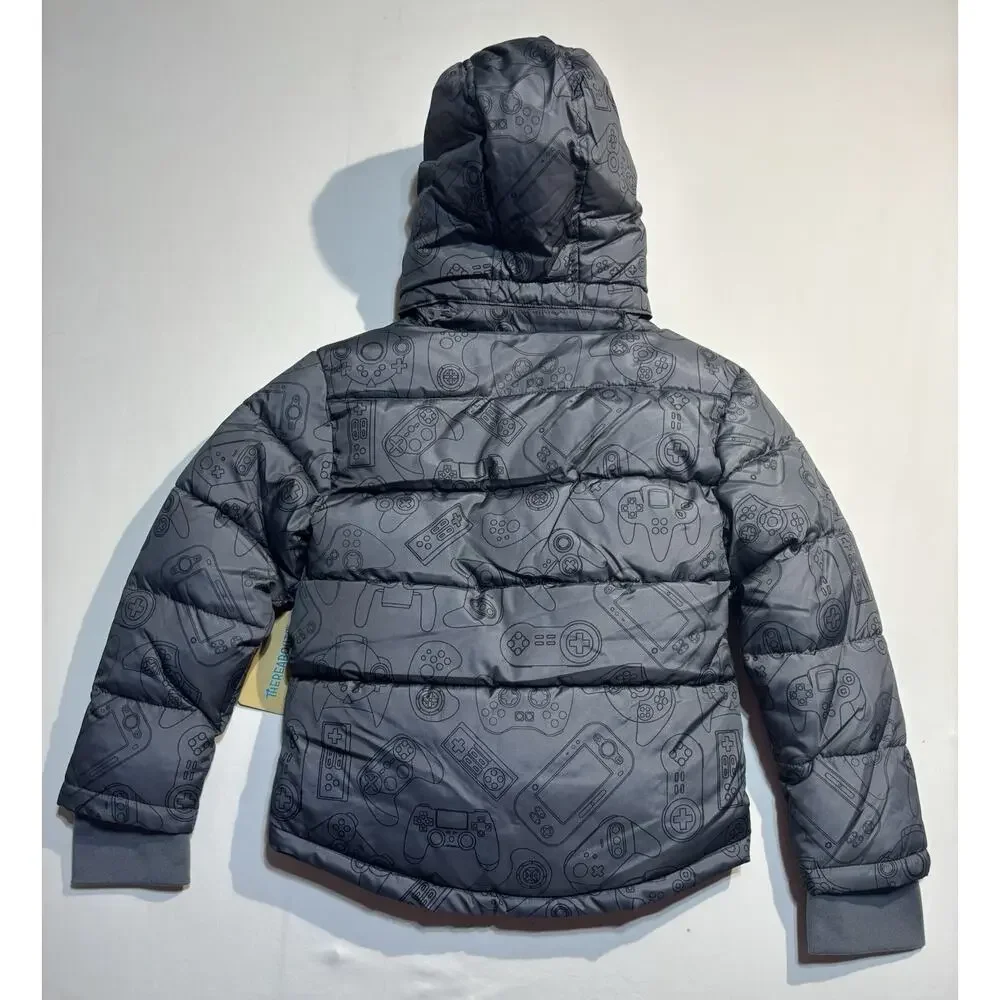 Thereabouts Boys Gray Gaming Hooded Puffer Jacket Coat Size 4/5 NWT